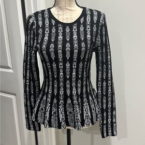 Black and White Striped Women's Sweater